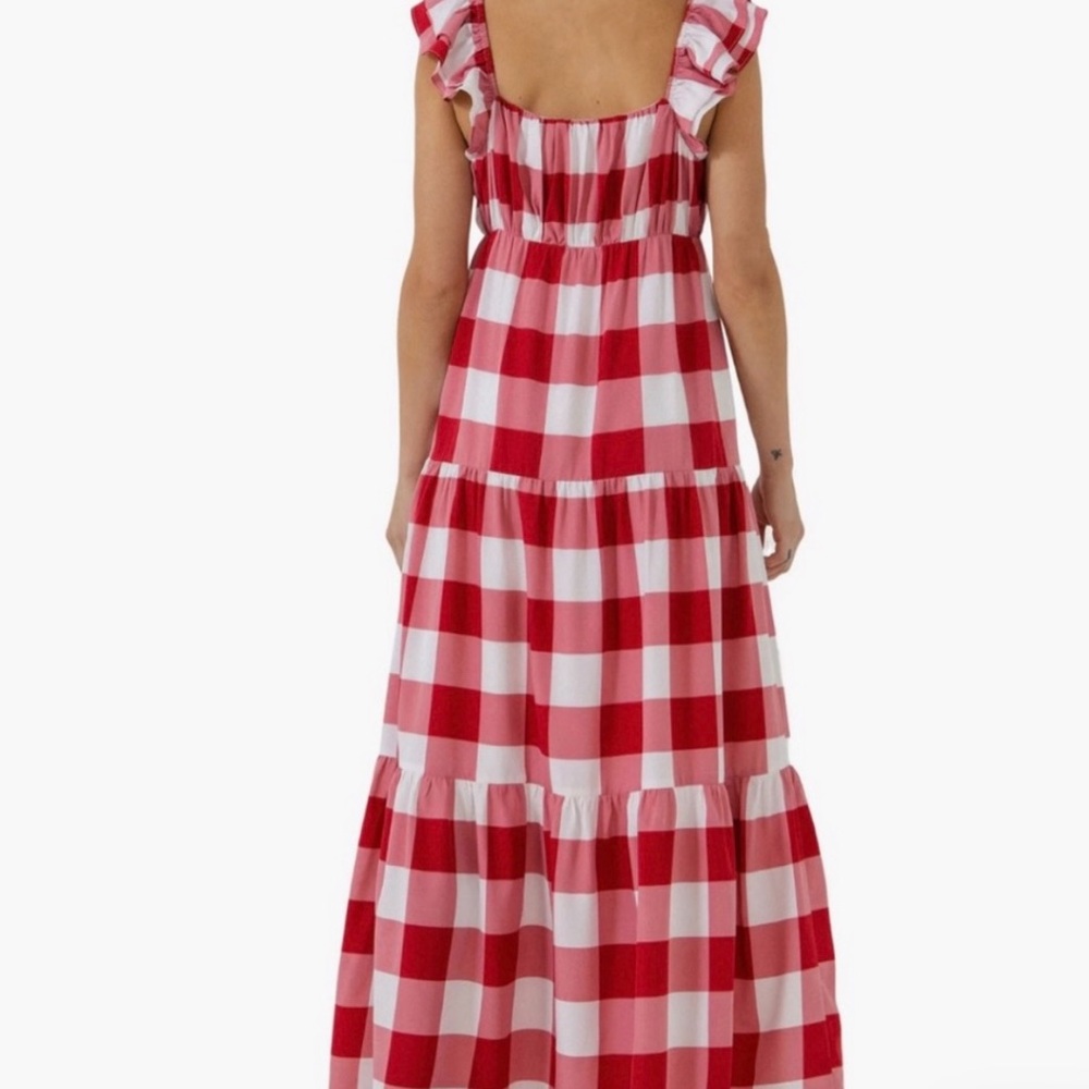English Factory red gingham maxi dress nwot - Picture 2 of 8